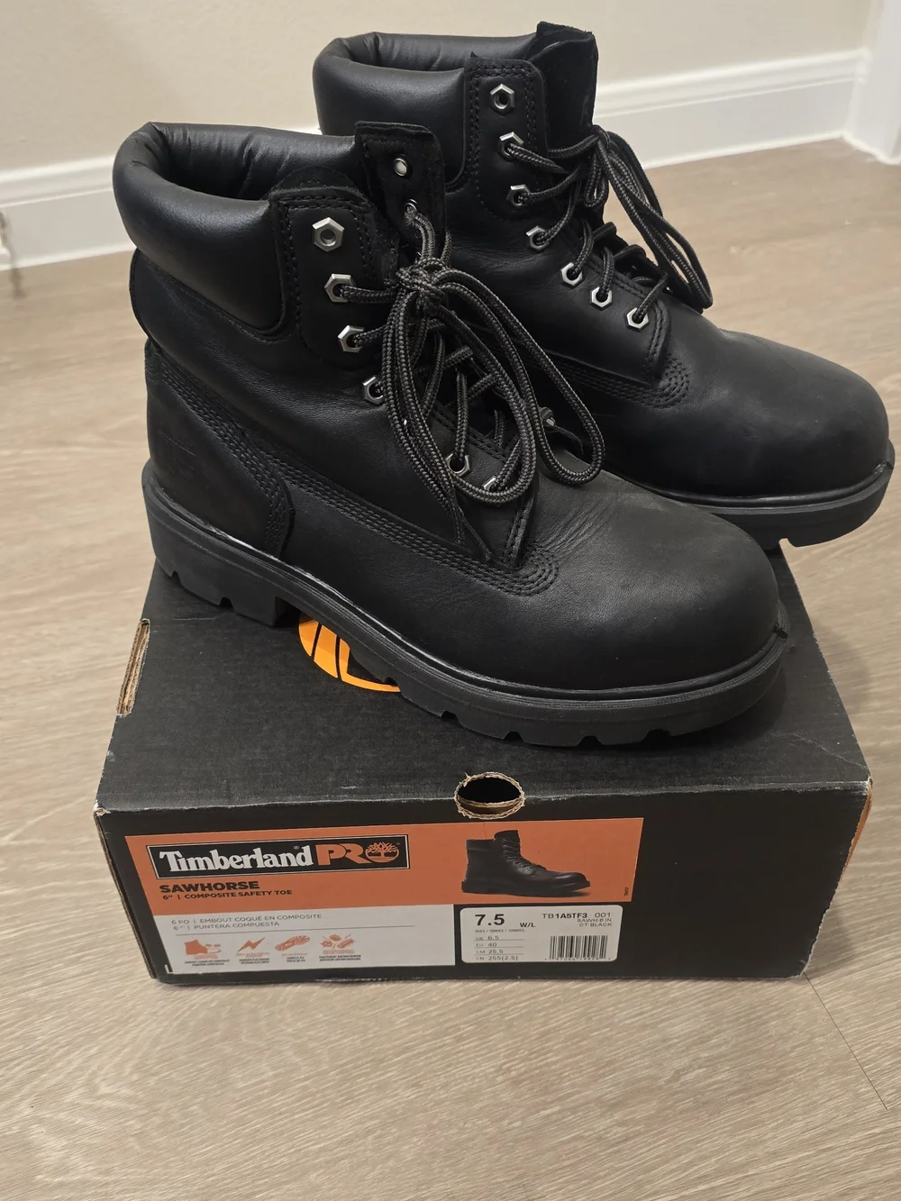 👷Timberland PRO Work Boots Black Sawhorse Composite Safety Toe Industrial Boots